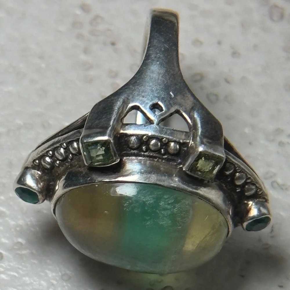 Nicky‎ Butler Sterling Silver Prehnite Peridot Emerald Statement Ring 925 Size 9